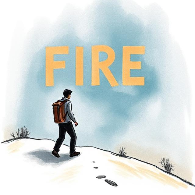 FIRE concept illustration: freedom from 9-5 grind