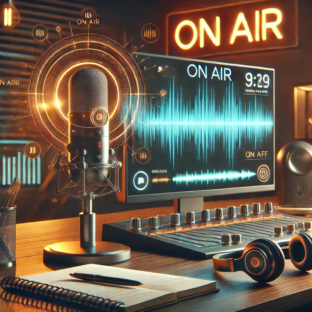 Podcast Studio Interior with Microphones