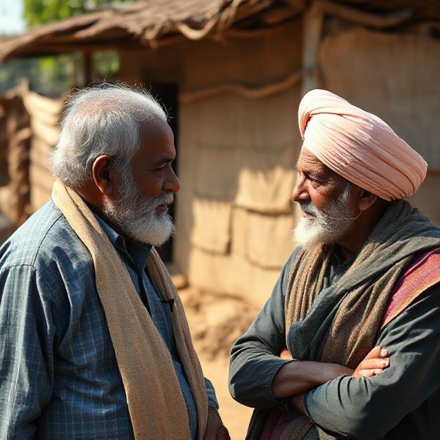 A group of rural voters speaking to a candidate during a political rally in Punjab